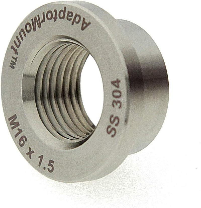 AdaptorMount M16 x 1.5 Stainless Steel 304 Female Threaded Stepped Weld Bung Metric Mounting Boss Fitting (OD 7/8") with Top Head (OD 1.1") - Image 3